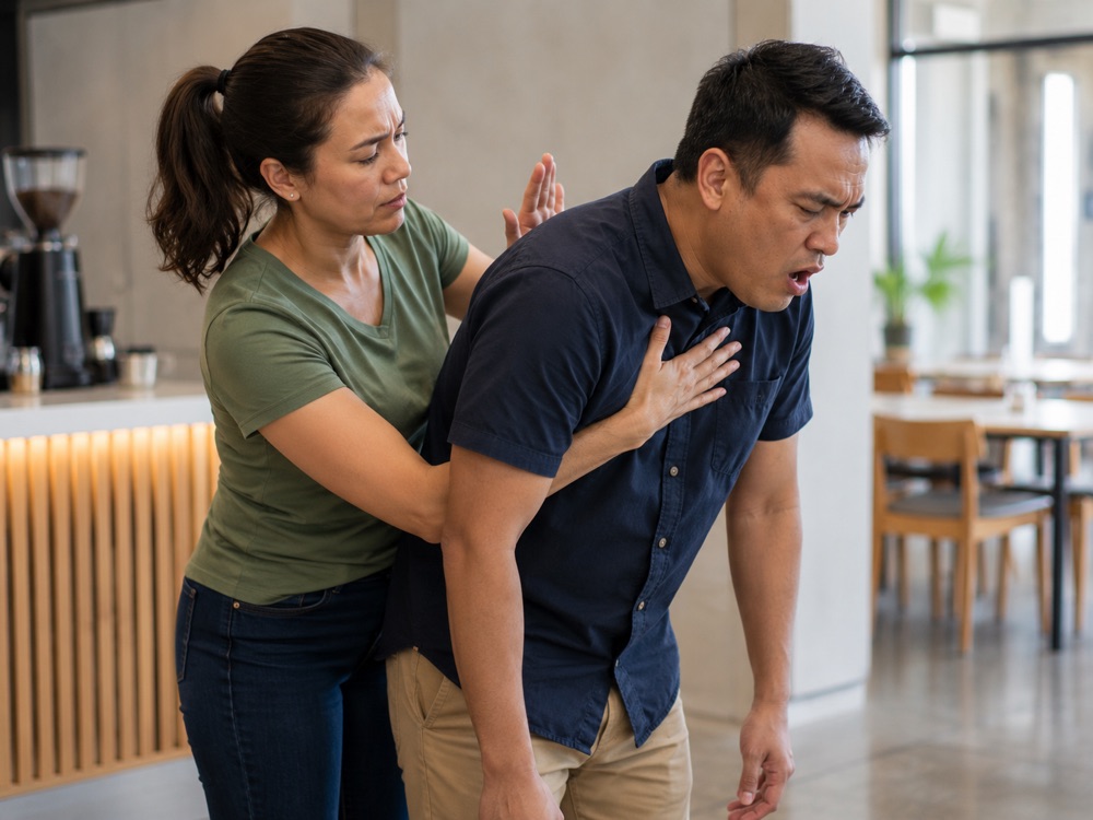 Helping a choking casualty with back blows