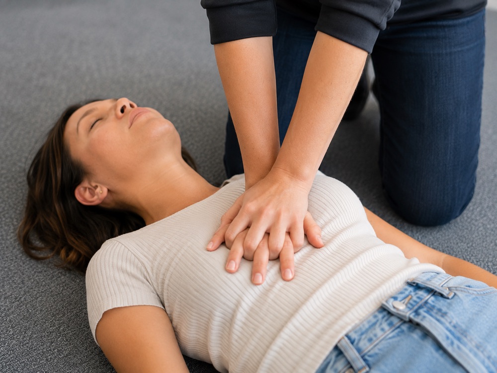 Correct hand position for CPR compressions
